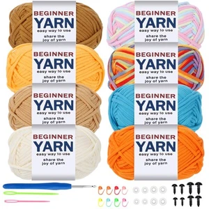 8x50g Beginner Crochet Yarn, Cotton Yarn for Crocheting Easy-to-See Stitches ... - Picture 1 of 6