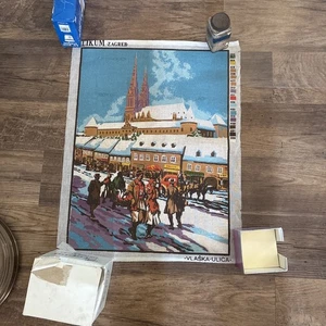 needlepoint canvas Streets Scene In Europe from Europe 16x21.5 see pictures - Picture 1 of 9