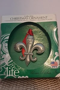 Fleur de Lys Silber Weihnachtsschmuck "Stärke Licht Leben" Neu im Karton - Bild 1 von 4
