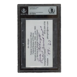 Biglietto da visita ufficiale Alcatraz firmato Jim Albright scritta Beckett - Foto 1 di 2