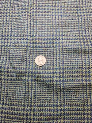 NOS Vintage Wool/ Wl Blend Plaid Fabric Green & Blue, 1 1/3 yds x 60" Med Weight - Image 1 of 4