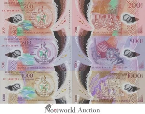 VANUATU Set 3 pcs - 200 500 1000 Vatu 2014 2017 2020 P 12 13 18 Polymer UNC - Picture 1 of 3