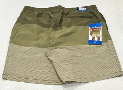 Мужские эластичные плавки Kirkland Signature, зеленые в полоску, размер L - Изображение 1 из 4