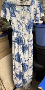 Kate & Lily Women's Dress Size XS Sheer Blue Floral Maxi Dress Cover Up - Picture 1 of 7