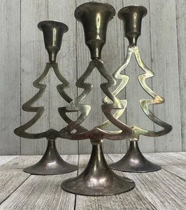 Juego de 3 candelabros de árbol de Navidad International Silver Co. de colección 6",7",7,5" - Imagen 1 de 12