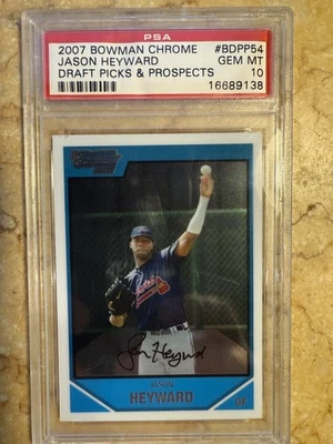 Bowman Chrome Draft Picks & Prospects 2007 #BDPP54 Jason Heyward PSA 10 Foto 1 de 2