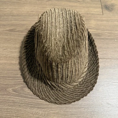 Pierre Cardin Brown Corduroy Fedora Hat Ribbed Texture 100% Cotton OSFM - Image 1 of 4