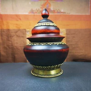 Gandhanra Handmade Tibetan Buddhist Offering Bowl,Shesum Wooden Bowl Implement - Picture 1 of 13