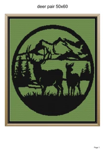 Deer pair blanket pattern,50x60", written and graph pattern included - Picture 1 of 1