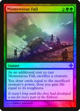 Momentous Fall FOIL Rise of the Eldrazi HEAVILY PLD Green Rare MTG CARD ABUGames