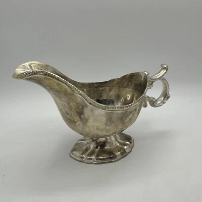 老式古董银色重汁或酱船菜碗 — 第 1/4 张图片