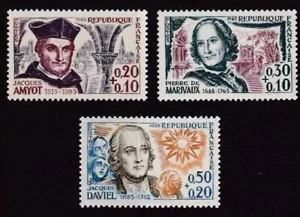FRANCE #B367-B369 MNH J. AMYOT, PIERRE de MARIVAUX & DR. J. DAVIEL (RED CROSS) - Picture 1 of 1