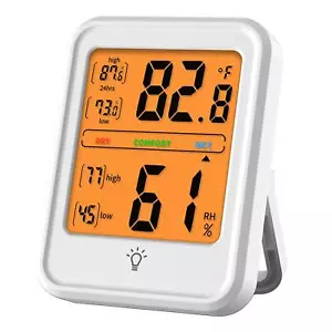 1Pcs LCD Indoor Thermometer Hygrometer Room Humidity Meter Magnetic Backlit - Picture 1 of 19