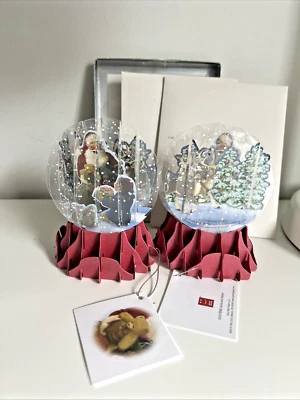Up With Paper Pop Up Snow Globe Santa Helper Lot 2 Greeting Card Christmas CIN - Image 1 of 4