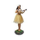 Hawaiian Leilani Ukulele Brown Skirt Hula Girl Dashboard Doll 7" Maui Hawaii