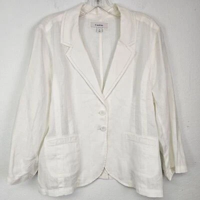 Caslon White Linen Blazer Jacket Unstructured Sz L Coastal Quiet Luxury - Image 1 of 4