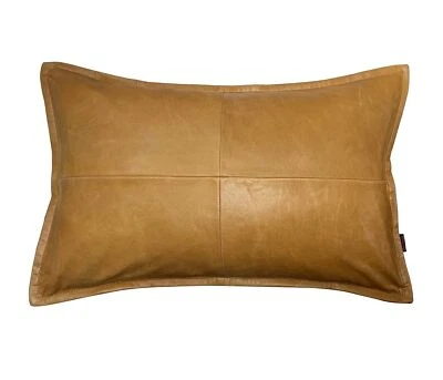 Pillow Cushion Stylish Brown Cover Leather Decor  Genuine Soft Lambskin - Image 1 of 4