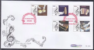Arubu Issue FDC 2016 (221) Music Instruments - Picture 1 of 1