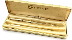 VINTAGE SHEAFFER IMPERIAL MASTERPIECE PEN SET IN 9K GOLD 14K MEDIUM NIB ENGLAND - Picture 1 of 22