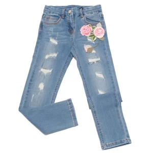 1481W jeans bimba MONNALISA blue denim embroidered trouser kid - Picture 1 of 4