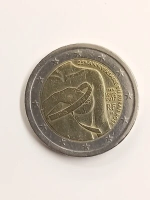 法国纪念币 2 欧元硬币 2017 年鲁本玫瑰 — 第 1/2 张图片