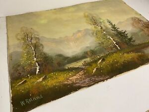 Vintage Country Woods Landscape Oil Painting Canvas