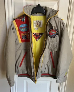 Vintage CLIMATE CONTROL Kids Hooded Jacket Patched RACE CAR Coat Sz M-10/12 RARE - Picture 1 of 19