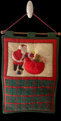 fabric embroidered 3D advent Christmas countdown calendar 21.5” x 14.5” - Image 1 of 4