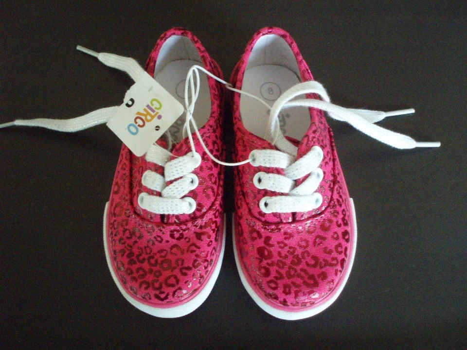 CIRCO ~ Tênis/sapatos padrão rosa infantil tamanho 8 ~ NOVO - Imagem 1 de 4