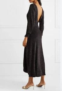Maje Rio Metallic Long Sleeve Midi Dress - Picture 1 of 10