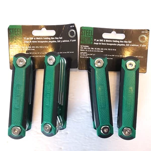 Lot of 2 Hex Key 17 pc SAE and Metric Sizes Folding Steel Vision Tools - Picture 1 of 5