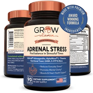 Grow Vitamin Super Adrenal Stress & Cortisol Support Formula 90 Capsules - Picture 1 of 8