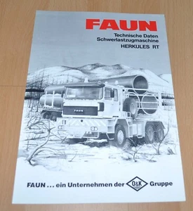 1987 Faun Herkules RT Ballast Tractor Datos técnicos Truck Brochure Folleto - Imagen 1 de 3