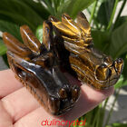 1pc Natural tiger's eye dragon skull quartz crystal carved reiki healing gem 2''