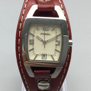 Reloj Hombre Fossil Vintage 25mm Esfera Crema Fecha Cuero Puño Banda Batería Nueva - Imagen 1 de 15