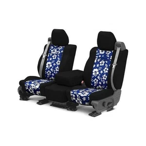 For Dodge Dakota 00-04 Seat Cover NeoSupreme 1st Row Black & Hawaiian Blue - Picture 1 of 3