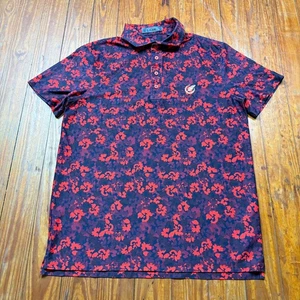 G/Fore Poloshirt Herren Größe M Rot Mohnblumen All Over Print Stretch - Bild 1 von 8