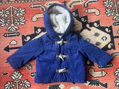 Abrigo de pana Mini Boden Sherpa forrado azul 9-12 meses Foto 1 de 4