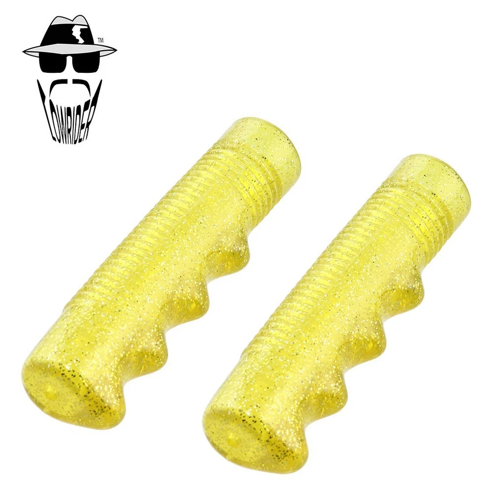Empuñaduras Lowrider originales metálicas brillantes en escamas 7/8" x 115 mm par amarillo brillante. Foto 1 de 1