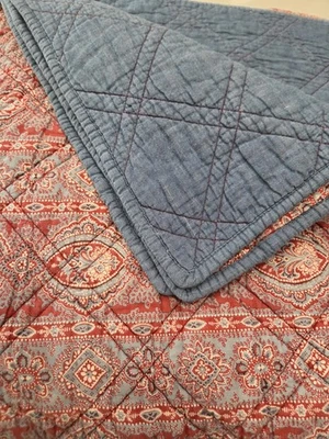 Edredón de mezclilla American Living Ralph Lauren completo/queen reversible de cachemira americana Foto 1 de 4