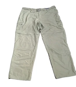 Cabelas Convertible Cargo Pants Mens 46x32 Khaki Zip Off Nylon Belted Shorts - Picture 1 of 16