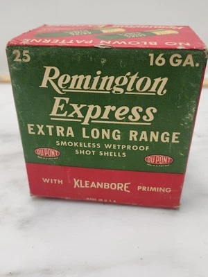 Remington Express Extra Long Range 16 Gauge Shotgun Shells Empty Box - Image 1 of 3