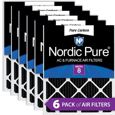 Nordic Pure 10x10x1 Pure Carbon Pleated Odor Reduction Furnace Filters 6 Pack - Image 1 of 4