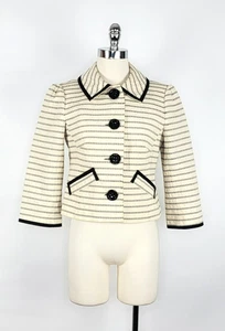 Nanette Lapore cremefarben & schwarz gestreifter Blazer mit Knopfleiste Jacke Damengröße 8 - Bild 1 von 8