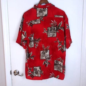 Hawaiian Shirt Tropical Palm Tree Print Button Up Short Sleeve Mens Sz L /#5245 - Picture 1 of 3