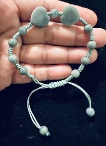 Burma Jade zwei Herzen verstellbares Armband - Bild 1 von 2