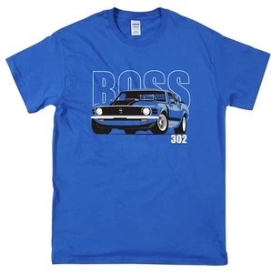 Classic American Ford Mustang Boss 302 T-Shirt Retro Vintage Design Mens Gift - Picture 1 of 10
