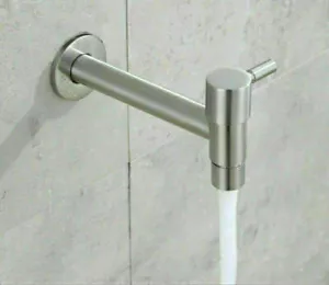 Edelstahl Bad Armatur Wandwasserhahn Kalt Wasserhahn Zapfventil Ventil Garten JF - Bild 1 von 8