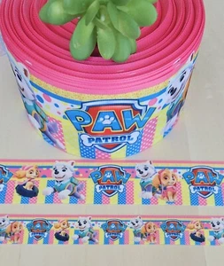 7/8, 1.5 & 3” (1 YD) Paw Patrol Grosgrain Ribbon Skye Everest Marshall Hair Bow  - Picture 1 of 1