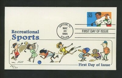 US FDC #2965 Fine Design Cachet HNS Hand Colored / Painted 1995 FL Sports Golf - Image 1 of 2